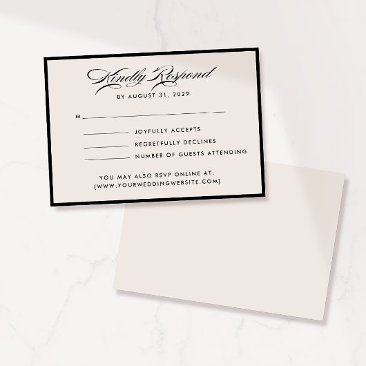 Modern Ivory Script RSVP Card Einladung