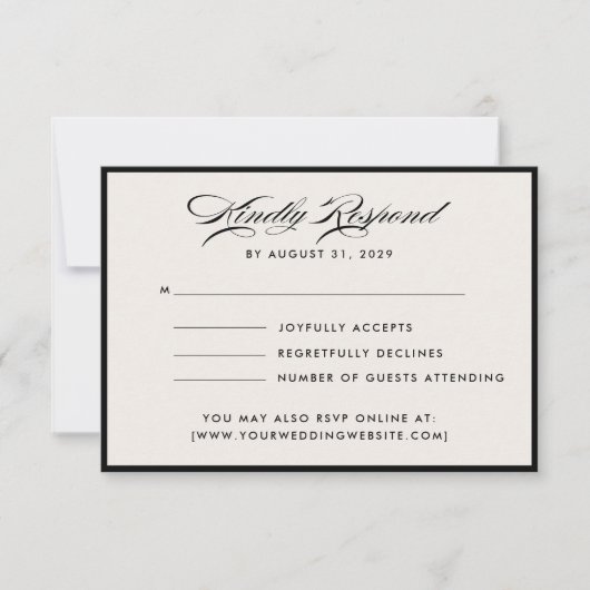 Modern Ivory Script RSVP Card Einladung (Vorderseite)