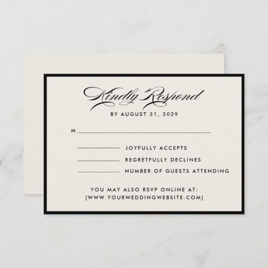 Modern Ivory Script RSVP Card Einladung (Vorne/Hinten)