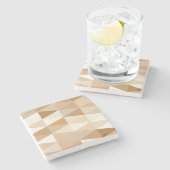 Modern Ivory Taupe Gray Tan Brown Triangle Muster Steinuntersetzer (Seitenansicht)