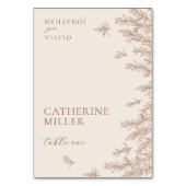 Modern Ivory Terracotta Minimal Blätter Platzkarte Tischnummer (Vorderseite)