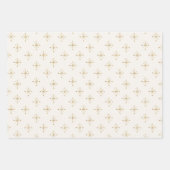 Modern Ivory White | Gold Snow Star Weihnachten Geschenkpapier Set (Vorderseite 2)