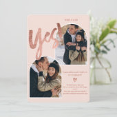 Modern ja 2 Fotos Rose Gold rosa Verlobung Ankündigung (Stehend Vorderseite)