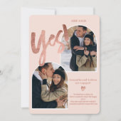 Modern ja 2 Fotos Rose Gold rosa Verlobung Ankündigung (Vorderseite)