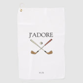 Modern J'adore I Liebe Golf Golfhandtuch (Vorderseite)