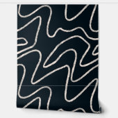 Modern Japandi-style line art in cream and black.  Tapete (Abrollen)