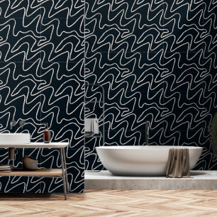 Modern Japandi-style line art in cream and black. Tapete