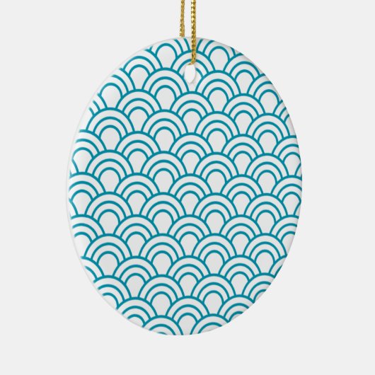 Modern Japanese Geometric Pattern  Keramik Ornament (Rechts)