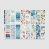 Modern Japanese Indigo Pattern Collage Sampler Seidenpapier (Vorderseite)