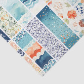 Modern Japanese Indigo Pattern Collage Sampler Seidenpapier (Ausschnitt)