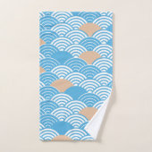 Modern Japanese Seigaiha Waves & Rising Sun Badhandtuch Set (Handtuch)