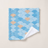 Modern Japanese Seigaiha Waves & Rising Sun Badhandtuch Set (Waschlappen)