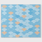 Modern Japanese Seigaiha Waves & Rising Sun Geschenkpapier (Flach)