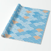 Modern Japanese Seigaiha Waves & Rising Sun Geschenkpapier (Ungerollt)