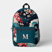 Modern Japanischer Sakura-Monogrammname Bedruckter Rucksack (Vorderseite)