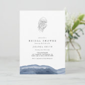 Modern Jellyfish Watercolor Beach Brautparty Einladung (Stehend Vorderseite)