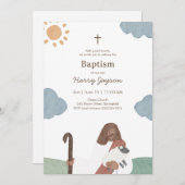 Modern Jesus And Lamb Baptism  Einladung (Vorne/Hinten)