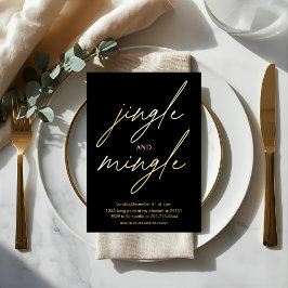 Modern Jingle and Mingle Gold Foil Christmas Party Folieneinladung