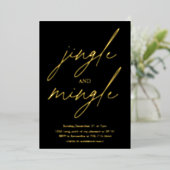 Modern Jingle and Mingle Gold Foil Christmas Party Folieneinladung (Stehend vorne)