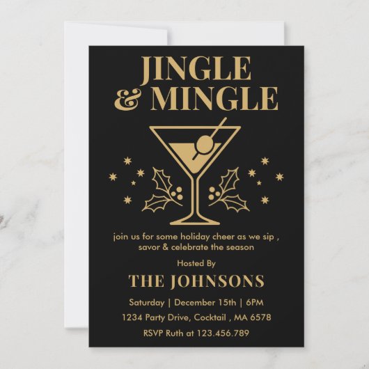 Modern Jingle & Mingle Christmas Cocktail Party Einladung (Vorderseite)