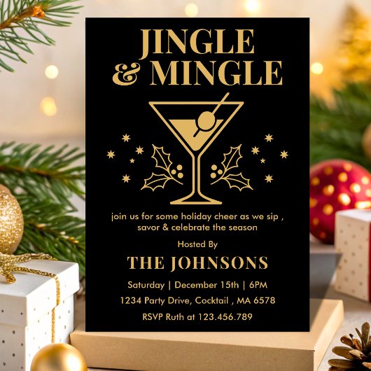 Modern Jingle & Mingle Christmas Cocktail Party Einladung