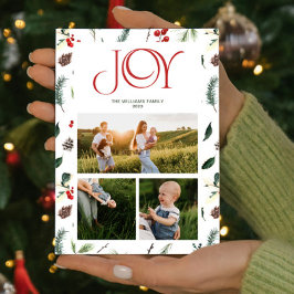 Modern Jodern Red Berry Botanical 3 Foto Weihnacht Feiertagskarte