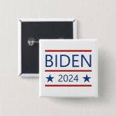 Modern Joe Biden 2024 mit Patriotic Red Lines Button (Vorne & Hinten)