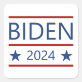 Modern Joe Biden 2024 mit Patriotic Red Lines Quadratischer Aufkleber (Vorderseite)