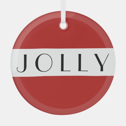 Modern Jolly Christmas Holiday Red Ornament Aus Glas (Vorderseite)