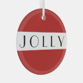 Modern Jolly Christmas Holiday Red Ornament Aus Glas (Vorderseite Rechts)