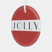 Modern Jolly Christmas Holiday Red Ornament Aus Glas (Vorderseite links)