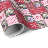 Modern JOY Chic Burgundy Red Pink 3 Foto Collage Geschenkpapier (Rolleneckpunkt)