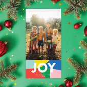 Modern JOY Colorful Mosaic Holiday Foto Card