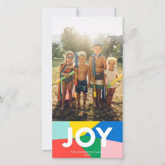 Modern JOY Colorful Mosaic Holiday Foto Card (Vorderseite)