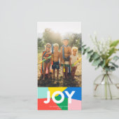 Modern JOY Colorful Mosaic Holiday Foto Card (Stehend Vorderseite)