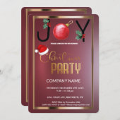 Modern Joy Corporate, Christmas Burgundy Red Einladung (Vorne/Hinten)