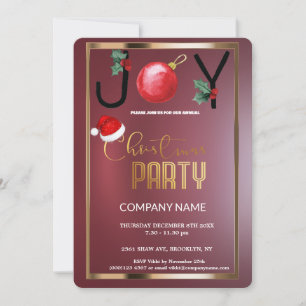 Modern Joy Corporate, Christmas Burgundy Red Einladung