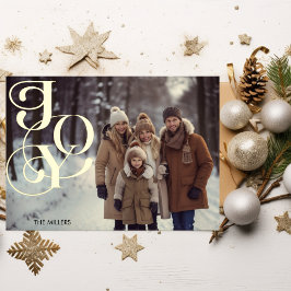 Modern Joy Minimal Elegant 1 Foto Green Gingham Folien Feiertagskarte