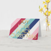 Modern Joy Peace Love Christmas Holiday Karte (Gelbe Blume)