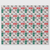Modern JOY Red Green und White 3 Foto Collage Geschenkpapier (Flach)