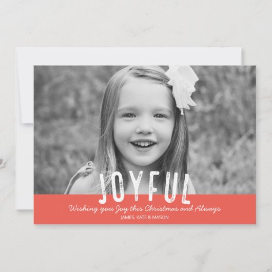Modern Joyful Christmas Photo Card Feiertagskarte (Vorderseite)