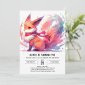 Modern Joyful Fox Birthday Einladung (Stehend Vorderseite)