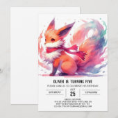 Modern Joyful Fox Birthday Einladung (Vorne/Hinten)