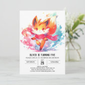 Modern Joyful Fox Birthday Einladung (Stehend Vorderseite)