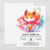 Modern Joyful Fox Birthday Einladung (Vorne/Hinten)