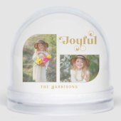 Modern Joyful Half Arch 2-Photo Snow Globe Schneekugeln (Vorderseite)