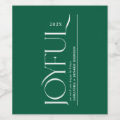 Modern Joyful Happy Holidays Frohe Weihnachten Weinetikett (Einzelnes Label)