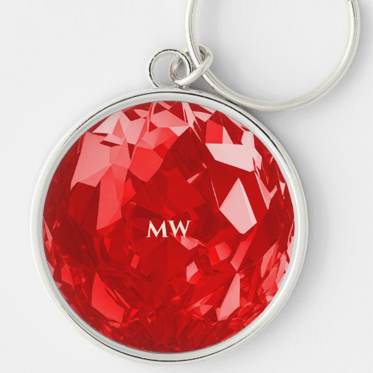 Modern July Birthstone Ruby Name Premium Schlüsselanhänger (Vorne)