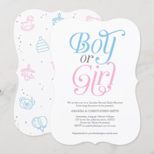 Modern, Junge oder Mädchen, Gender Reveal, Rosa un Einladung