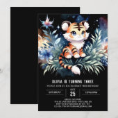 Modern Jungle Tiger Geburtstag Einladung (Vorne/Hinten)